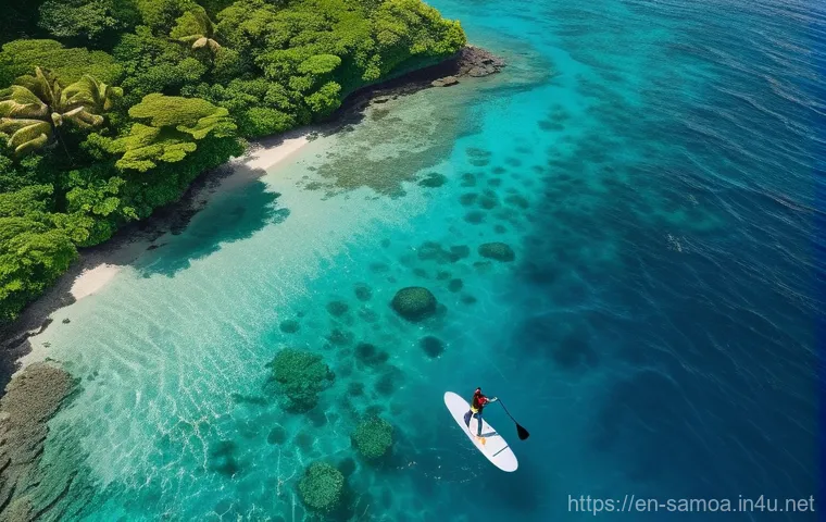사모아에서 카약 및 패들보드 체험기 - Image Prompt 1: Gliding Over Samoa's Vibrant Coral Gardens** 사모아에서 카약 및 패들보드 체험기 - Image Prompt 1: Gliding Over Samoa's Vibrant Coral Gardens**