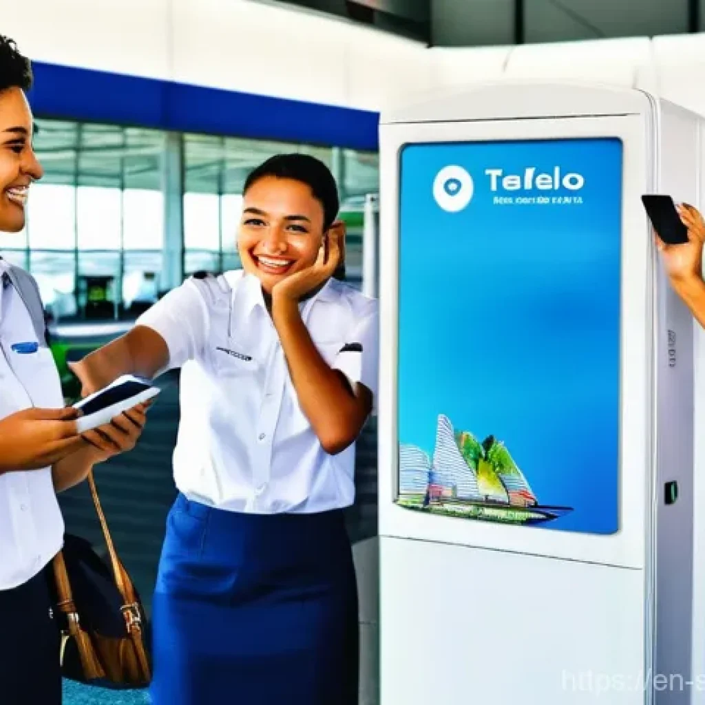 사모아에서 사용할 수 있는 SIM 카드 및 데이터 요금제 - **Prompt: Arrival and Local SIM Card Activation at Faleolo International Airport**
"A bright, we...